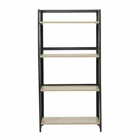 LATESTLUXURY 49 x 24.75 x 12.5 in. Four Shelf Bookcase w/Metal Legs & Sewn Oak Laminate Shelves LA2754058